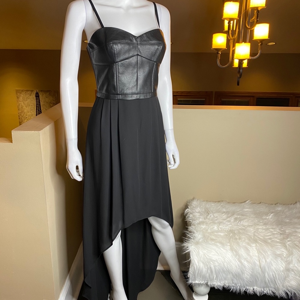 BCBGMAXAZRIA Leandra Leather Black Dress - Picture 15 of 16